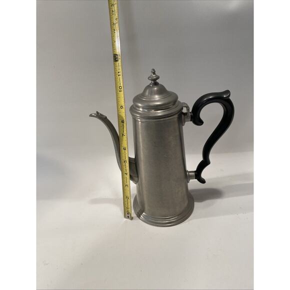 International Silver Company Pewter 9 Cup Coffee / Tea Pot With Black Handle - Picture 6 of 8